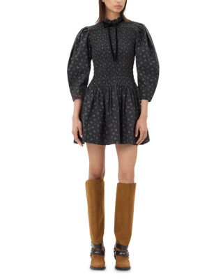 GANNI Printed Smocked Mini Dress | Bloomingdale's