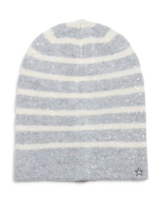 Jocelyn - Star Charm Sequin Striped Beanie