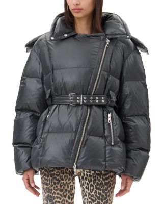 GANNI - Black Shiny Nylon Puffer Jacket