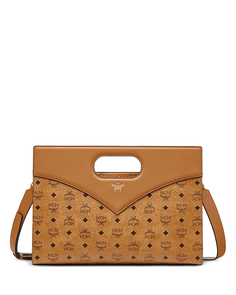 Mcm Logo Shoulder Bag In Cognac