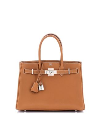 Pre-Owned Hermes - 30 3-in-1 Birkin Bag Brown Togo and Swift with Toile and Palladium Hardware