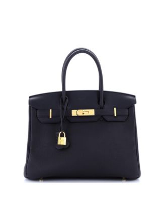 Pre-Owned HERMÈS - 30 3-in-1 Birkin Bag Black Togo and Swift with Toile and Gold Hardware