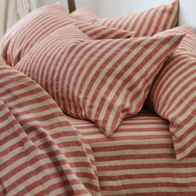 Pembroke Stripe Linen Blend Pillowcase Pair, Square