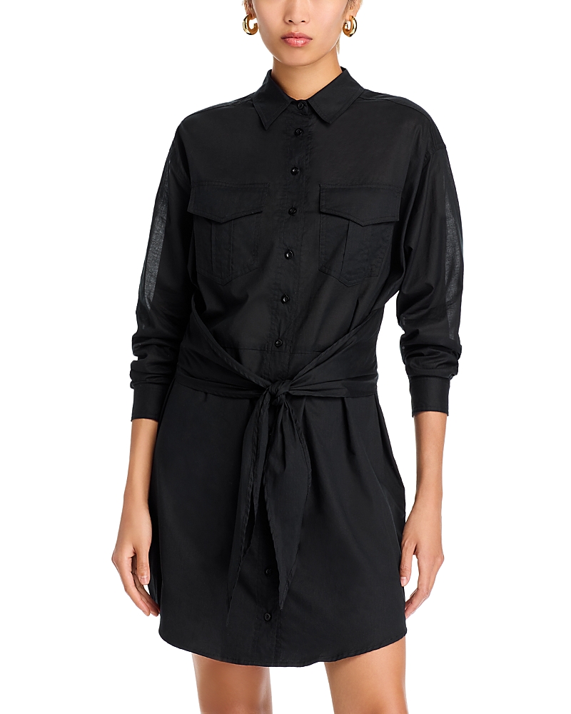 AQUA TIE FRONT SHIRT DRESS - EXCLUSIVE