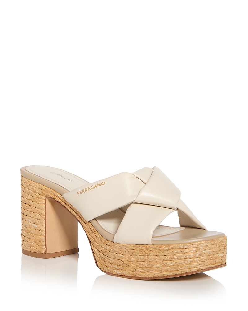 Ferragamo Women's Douglas Espadrille Platform Sandals In Brown