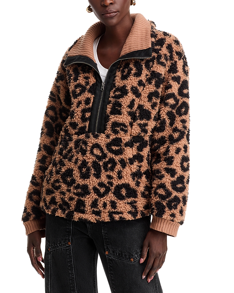 Vintage Havana Leopard Sherpa Pullover In Brown In Leopard