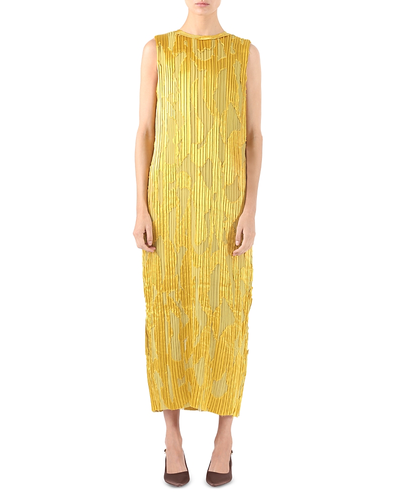 Jason Wu Collection Abstract Fil Coupe Pleated Midi Shift Dress In Kiwi