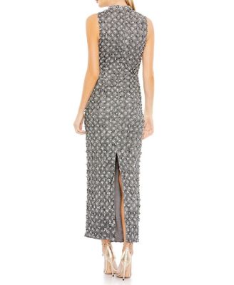 Embellished High Neck Sleeveless Column Gown