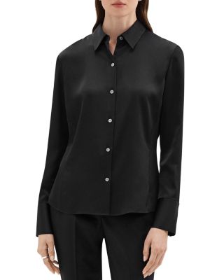 Theory - Slim Satin Button Down Top