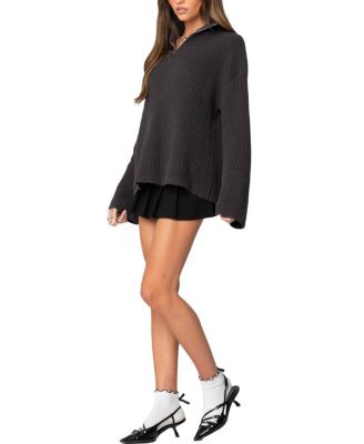 Amour High Neck Oversized Zip Sweater