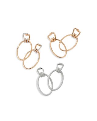 18K Rose & White Gold Huxley Diamond Coil Link Drop Hoop Earrings