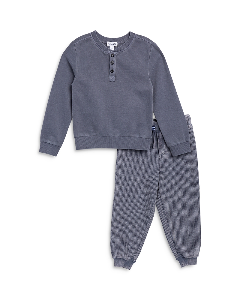 Splendid Boys' Henley Top & Chunky Thermal Jogger Pants Set - Little Kid In Storm