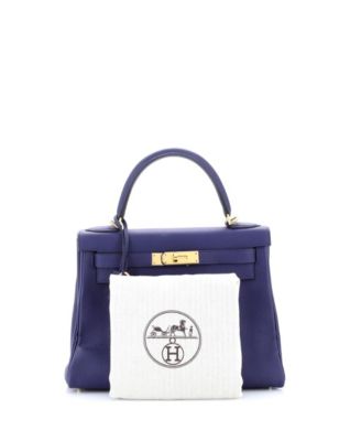 Kelly 28 Handbag Blue Togo with Gold Hardware