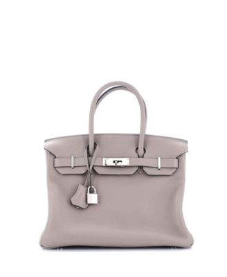 Pre-Owned Hermes Birkin 30 Handbag Grey Novillo with Palladium Hardware