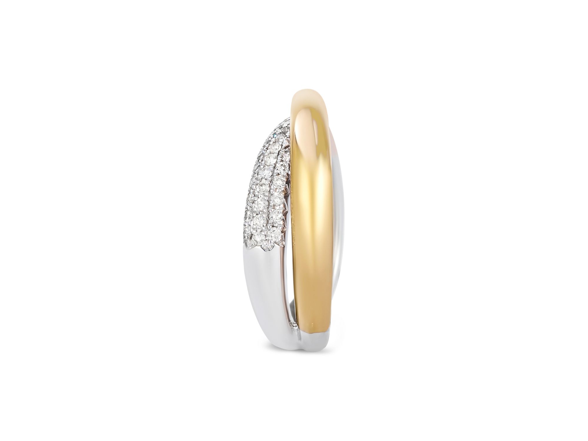 Diamond Crossover Ring in 14K Yellow & White Gold, 0.20 tcw — Image 3