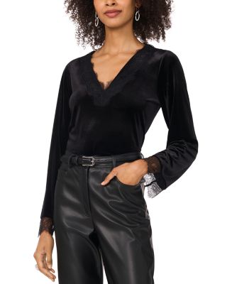 VINCE CAMUTO - Lace Trim Velvet Top