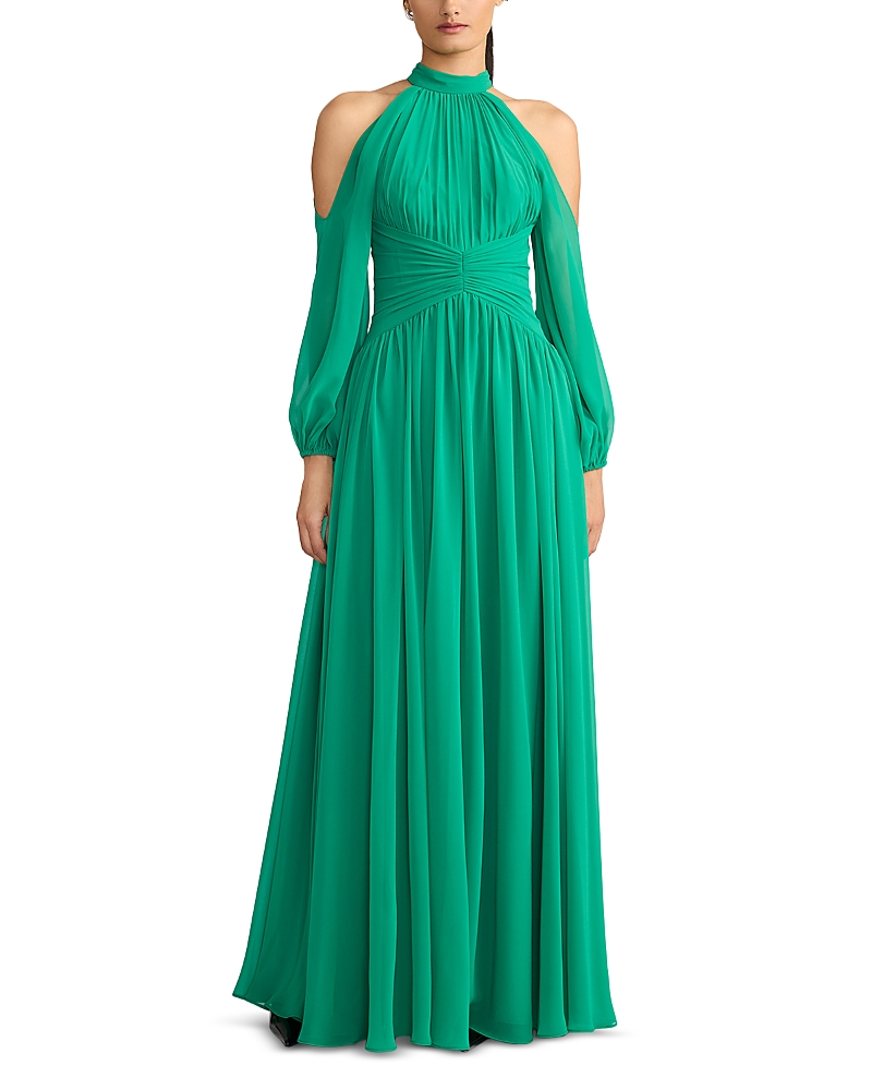 Zac Posen Wicked X Cold-shoulder Chiffon Gown In Aurora