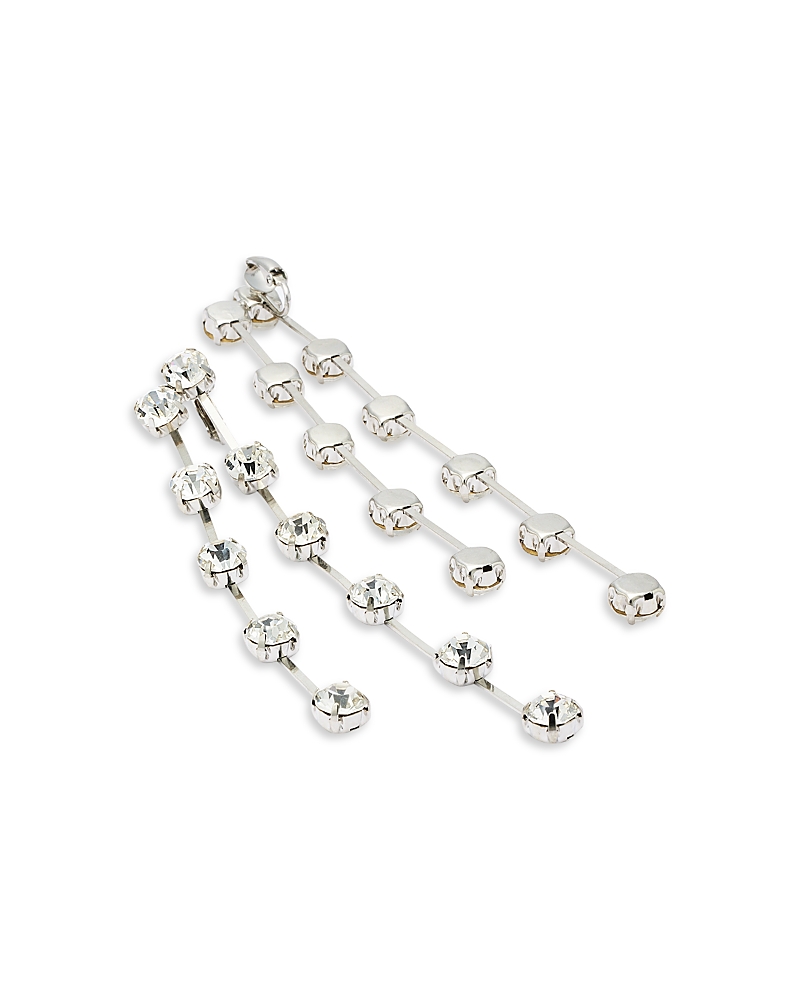 Kenneth Jay Lane Crystal Double Linear Shoulder Sweeping Drop Earrings In Silver