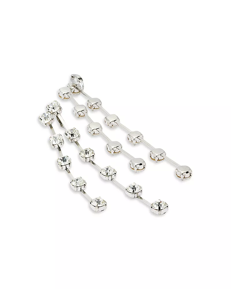 Kenneth Jay Lane Crystal Double Linear Shoulder Sweeping Drop Earrings