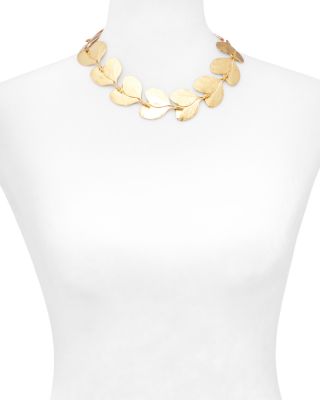 Textured Leaf Collar Necklace, 18"