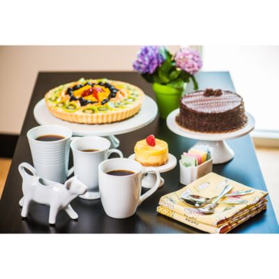 White Porcelain Round Pedestal Cake Stand, 8.5" 