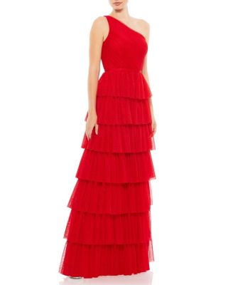 Mac Duggal - One Shoulder Layered Tiered Tulle Gown