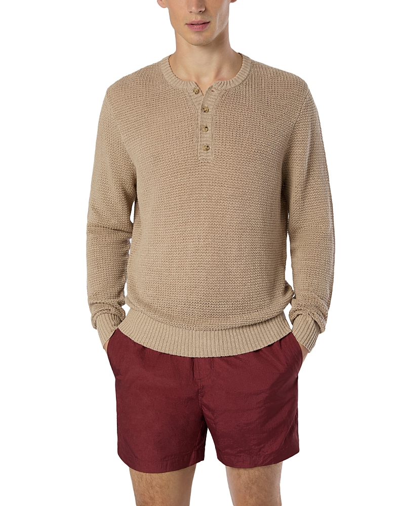 Onia Linen Henley Sweater In Tan