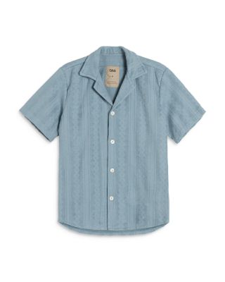 OAS - Ancora Cotton Terry Geo Stripe Relaxed Fit Button Down Camp Shirt