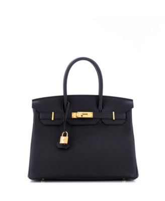 Pre-Owned Hermes Birkin 30 Handbag Black Togo with Rose Gold Hardware