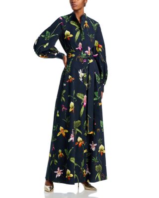 Oscar de la Renta - Orchid Print Long Sleeve Dress