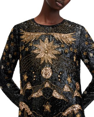 all saints gold dress ALLSAINTS Noushka Embellished Maxi layered skirt