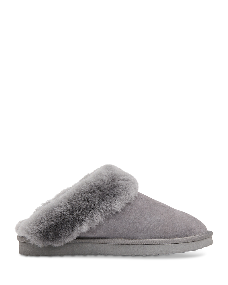 Whistles Womens Grey Emilia Sheepskin-cuff Suede Slippers In Grey
