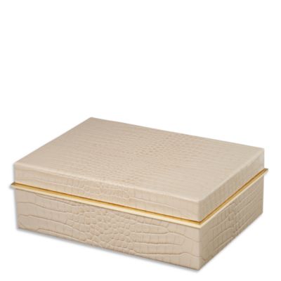 Classic Croc Embossed Leather Small Box in Fawn