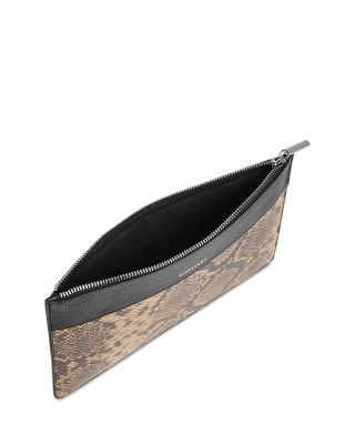 Una Snake Print Panel Pouch Zip Clutch