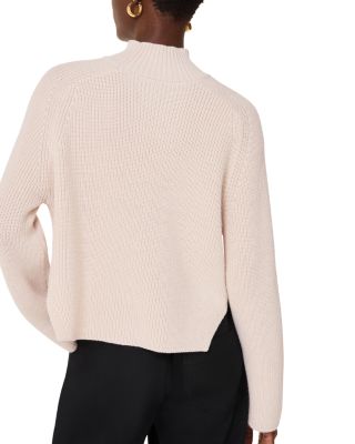 Side Split Wool Blend Mock Neck Knit Sweater