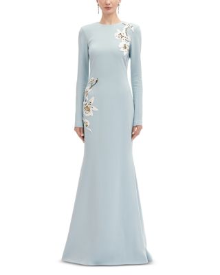 Oscar de la Renta Orchid Embroidered Cady Gown