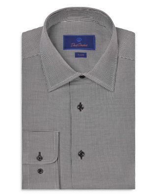 David Donahue - Trim Fit Micro Houndstooth Dress Shirt