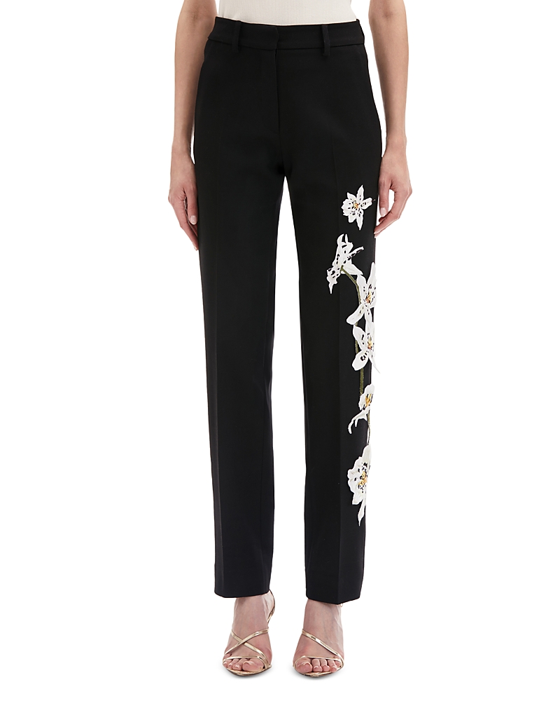 OSCAR DE LA RENTA OSCAR DE LA RENTA WATERCOLOR ORCHID EMBELLISHED PANTS