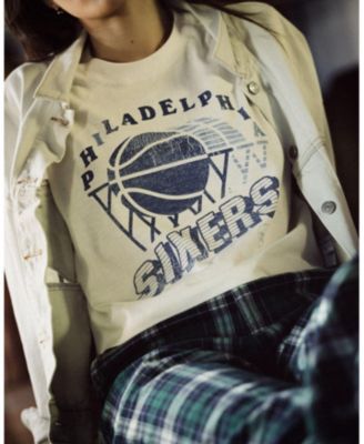  Women's NBA Philadelphia 76ers Short Sleeve Mock Neck Crop Tee