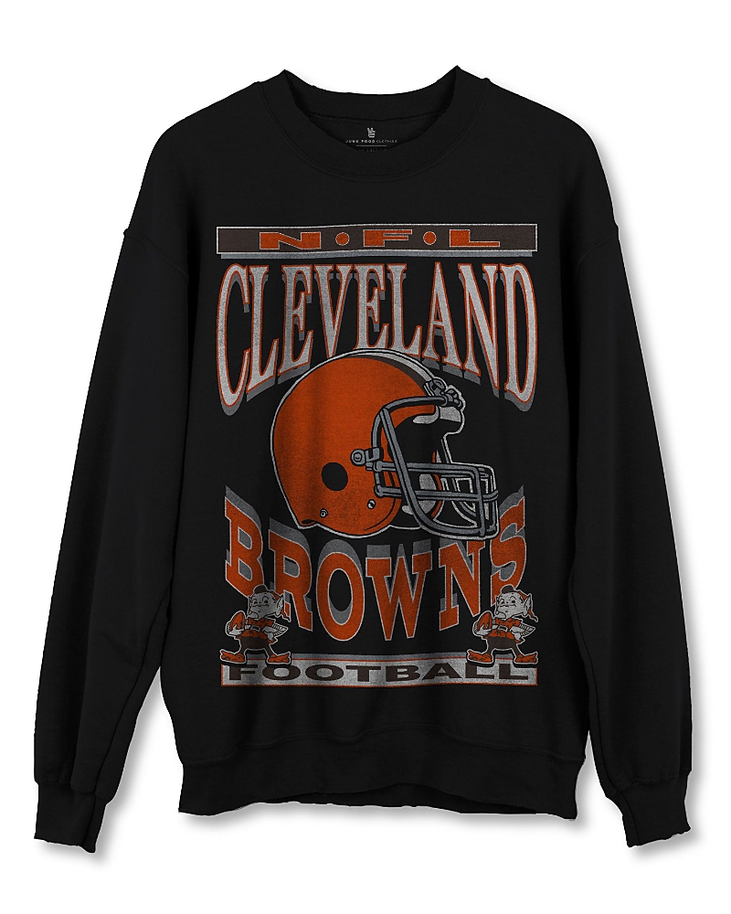 Junk Food Clothing Nfl Unisex Cleveland Browns Helmet Flea Market Crew Fleece Sweatshirt In Cleveland Browns