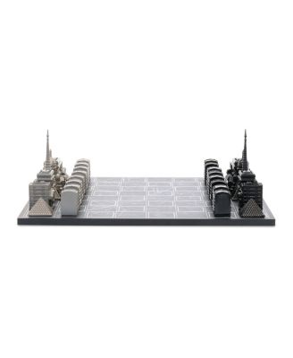 Chess Set Stainless Steel PARIS with Paris Map Board