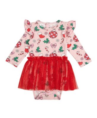 Sweet Wink Girls' Disco Christmas Long Sleeve Tutu Bodysuit - Baby