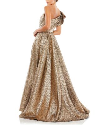 One-Shoulder Metallic Ballgown