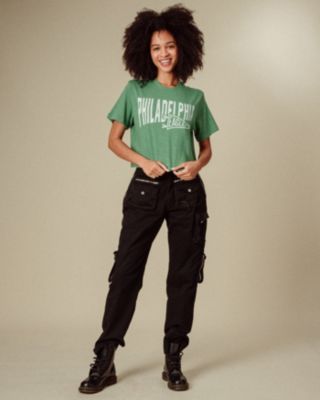 NFL Women's Philadelphia Eagles Dual Threat Mock Neck Crop Tee