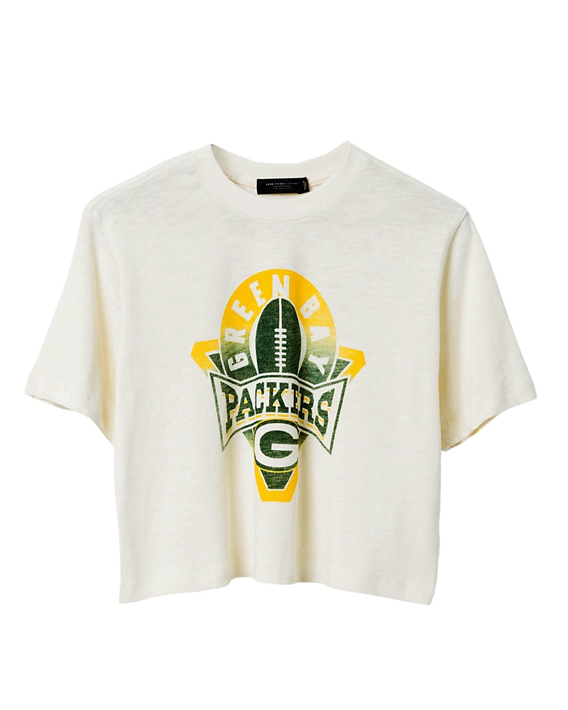 Junk Food Clothing Women's Nfl Green Bay Packers Mock Neck Crop Tee In White