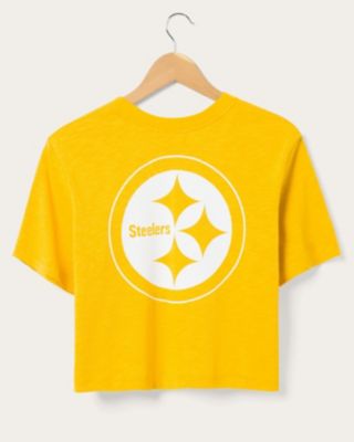  Women's NFL Pittsburgh Steelers Dual Threat Mock Neck Crop Tee