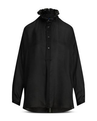 louren ローレンback tie stand collar tops Ralph Lauren Lauren Ralph Lauren Ruffled Collar Blouse