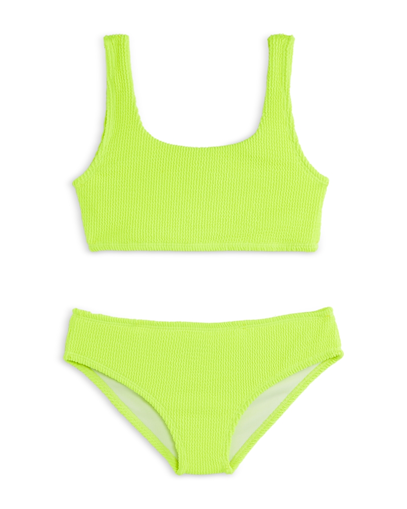 Shop Limeapple Girls' Fay Crinkle Square Neck Two Piece Swimsuit - Little Kid, Big Kid In Citrus
