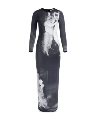 alice and olivia black and white maxi dress Alice + Olivia Delora Renaissance Fresco Maxi Dress – Audrey's of Naples main image 0
