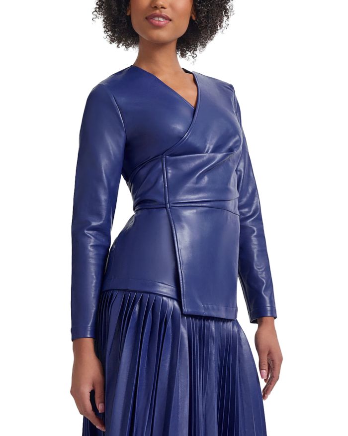 Lightweight Faux Leather Tie Jacket